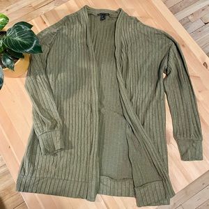 Forever 21 Green Ribbed Cardigan